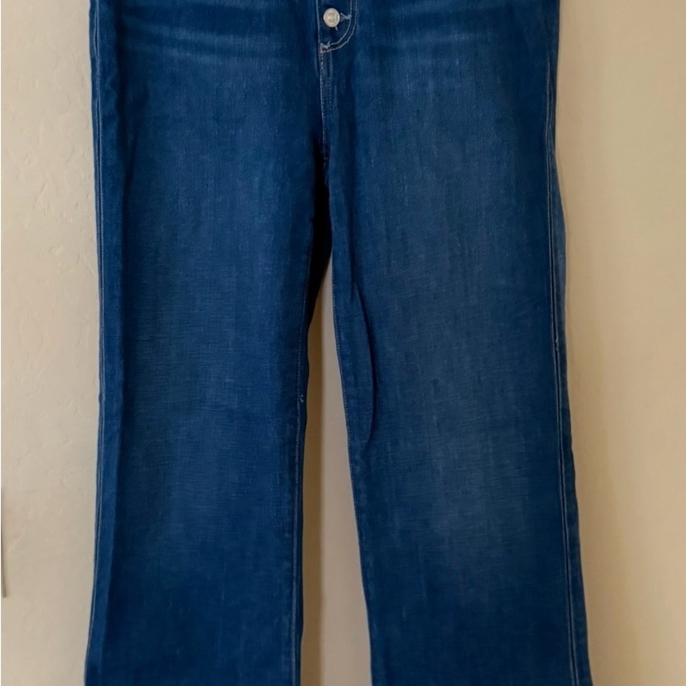PAIGE Leenah Button-Front Wide Leg Jeans in Deep Indigo - Picture 2 of 10